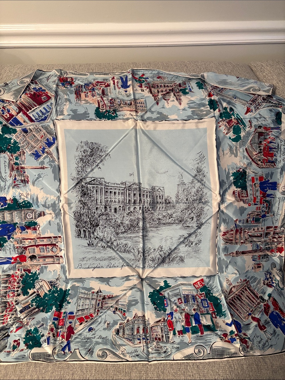 Silk scarf English souvenir by Gallahers of Macclesfield
